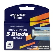Equate Men's 5 Blade Razor Blade Refills, 4 Ct