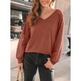 thumbnail image 2 of FUNING Womens Long Sleeve Shirts V-Neck Lace Tops Business Casual Blouses Tee Trendy 2025 Fall Fashion Outfits Clothes, 2 of 6