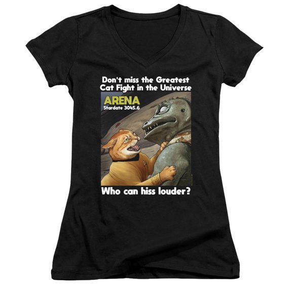 Star Trek Cat Fight Junior Women's V-Neck T-Shirt Black
