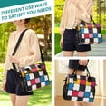 thumbnail image 5 of FORMRS Insulated Lunch Bag for Work School Unisex Large Capacity Cooler with Shoulder Strap, White Checkered Pattern, 5 of 6