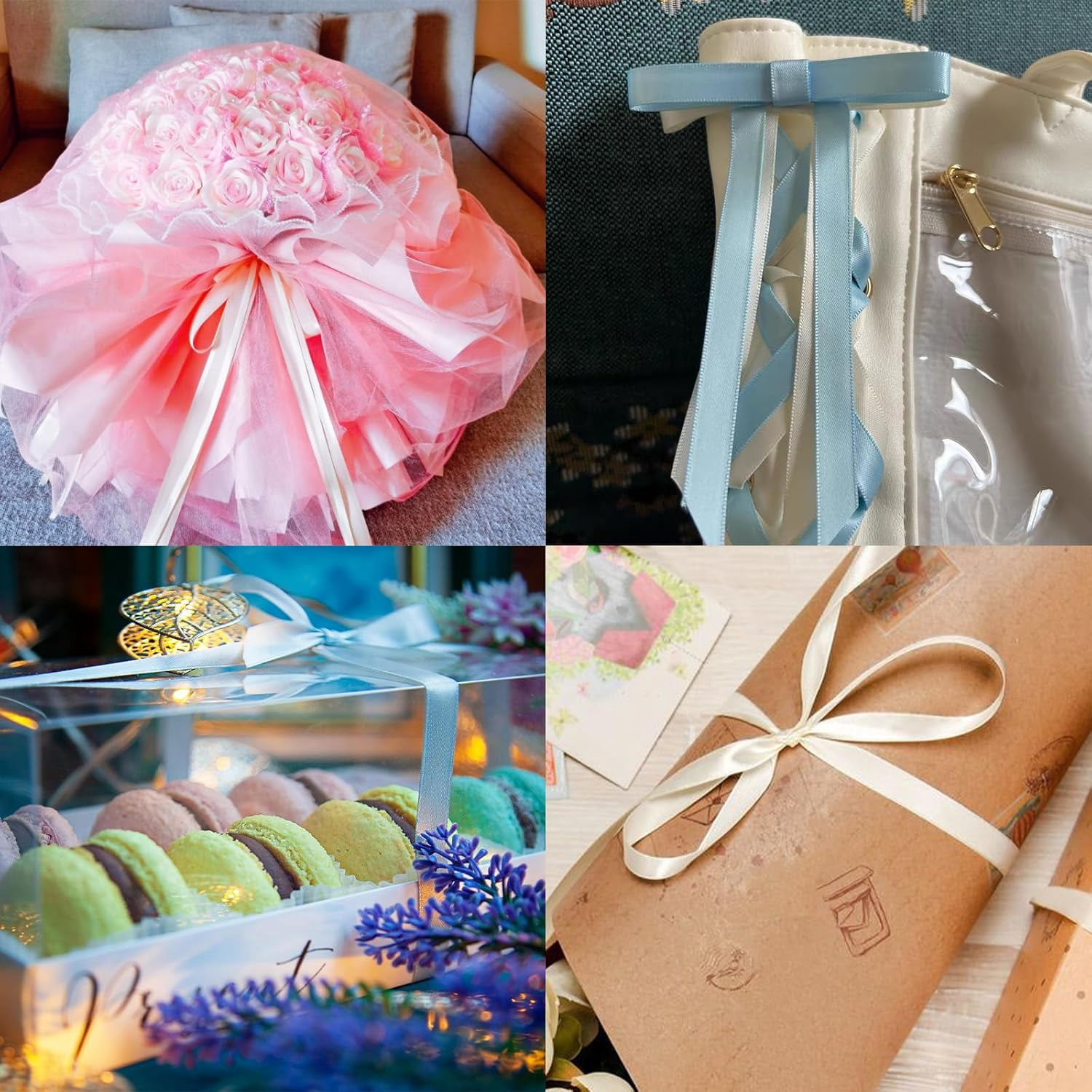 Double Face 3/8 inch Wide 100 Yards Brown Satin Ribbon for Gift Wrapping for Weddings Bouquet Balloons Sewing Hair Bow