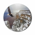 thumbnail image 1 of Africa Mouse Pad for Computers, Aerial View of Bald Eagle Flying in the Snow Covered Grand Canyon Rocky Artwork, Round Non-Slip Thick Rubber Modern Mousepad, 8" Round, White Brown, by Ambesonne, 1 of 2