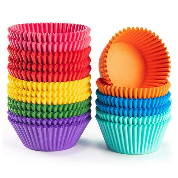MUNDIDO 500pcs Rainbow Bright Cupcake Liners, Colorful Baking Cups Cupcake Wrappers Paper Wraps Muffin Liners for Birthday Pride Party Decorations Supplies(10 Colors)