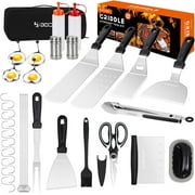 Griddle Accessories Kit, 34Pcs Stainless Steel Flat Top Grill Tools Set for Blackstone and Camp Chef, Grilling Spatula Set, Scraper, Carry Bag, Griddle Cleaning Kit for Men Outdoor BBQ, Camping
