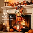 thumbnail image 4 of Rustic Wooden Pumpkin Door Hanging without Warm LED Lights, Rustic White Pumpkin Hanging Swag, Fall Decor Gift, Glowing Wreath, 4 of 8