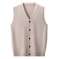 thumbnail image 5 of YMNXA Mens Sweaters Vest Sleeveless V Neck Solid Color Buttons Knitted Comfortable Slim Fit Top For Casual Daily Wear Khaki Xl, 5 of 5