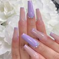 thumbnail image 1 of Uñas Prensadas Extralargas Con Diseños Desnudo Púrpura Bailarina Ataúd Uñas Postizas Flash Diamante Cristal Pegamento Brillante En Las Uñas Puntas De Uñas Francesas Mujeres Niñas D, 1 of 5