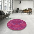 thumbnail image 4 of Ahgly Company Machine Washable Indoor Round Transitional Neon Pink Area Rugs, 3' Round, 4 of 7