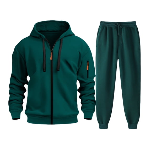 Honti Men's Tracksuit Set 2 Piece Set Full Zip Casual Jogging Suits with Jogger Jackets And Pants Warm up Outfits Green Large