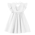 thumbnail image 2 of Vestido LYXIOF para niña pequeña, algodón y lino, volantes, color blanco, 130 cm, 2 of 2