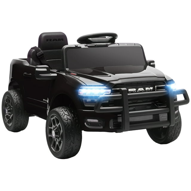 Qaba 12V Licensed Dodge RAM 3500 Electric Ride on Car for 3-5 Years, Black