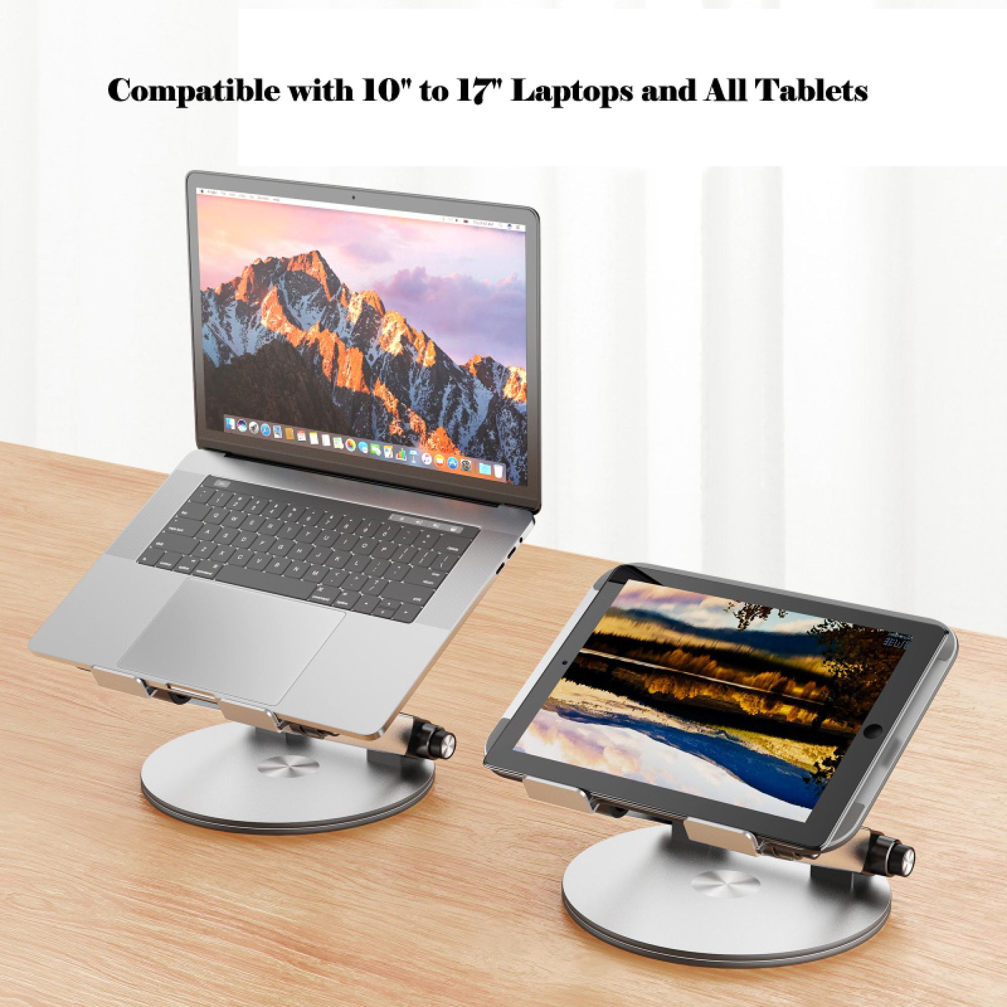 Adjustable Ergonomic Laptop Stand with One-Button Angle Control – Supports Up to 17” Laptops & Tablets, Heavy-Duty Aluminum, Foldable & Portable, Holds Up to 44 lbs