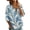 Blue, variant on Wildflower & Daisy Print Henley Blouse for Women - 3/4 Puff Sleeve V-Neck Button Down Tunic, Loose Fit Casual Summer Top Multicolor S
