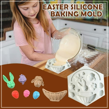 

Easter Decorations CHGBMOK Easter Silicone Baking Molds Cake Decoration Rabbit Basket Flower Bunny Eggs