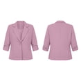thumbnail image 4 of Sheghy Plus Size Ruffle Pleated Blazer Lapel Button 3/4 Sleeve Solid Office Suit Jacket Crop Pink L, 4 of 7