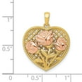 thumbnail image 2 of 20.1mm 14k Solid Yellow Gold and Rose Polished Roses Basketweave Love Heart Pendant Necklace Pendant for Women, 2 of 2