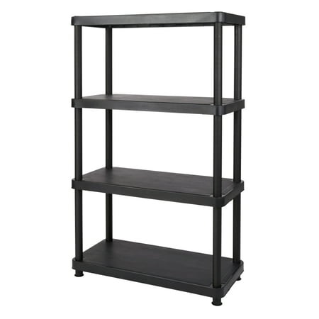 Keter Plastic 4 Tier Shelf 16 X 34 Resin Shelving Unit Black Keter Plastic 4 Tier Shelf 16 X 34 Resin Shelving Unit