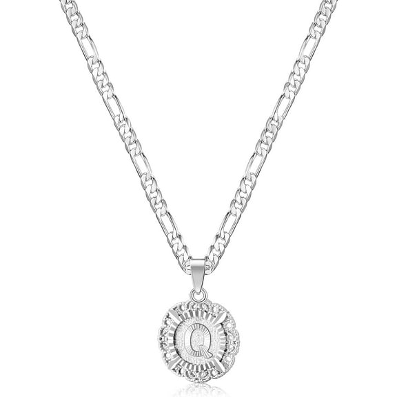 Initial Necklaces perfect for Women, 14K Gold Electroplated Round Letter Pendant Capital Monogram Necklace Alphabets from A-Z Figaro Chain Jewelry[v723]