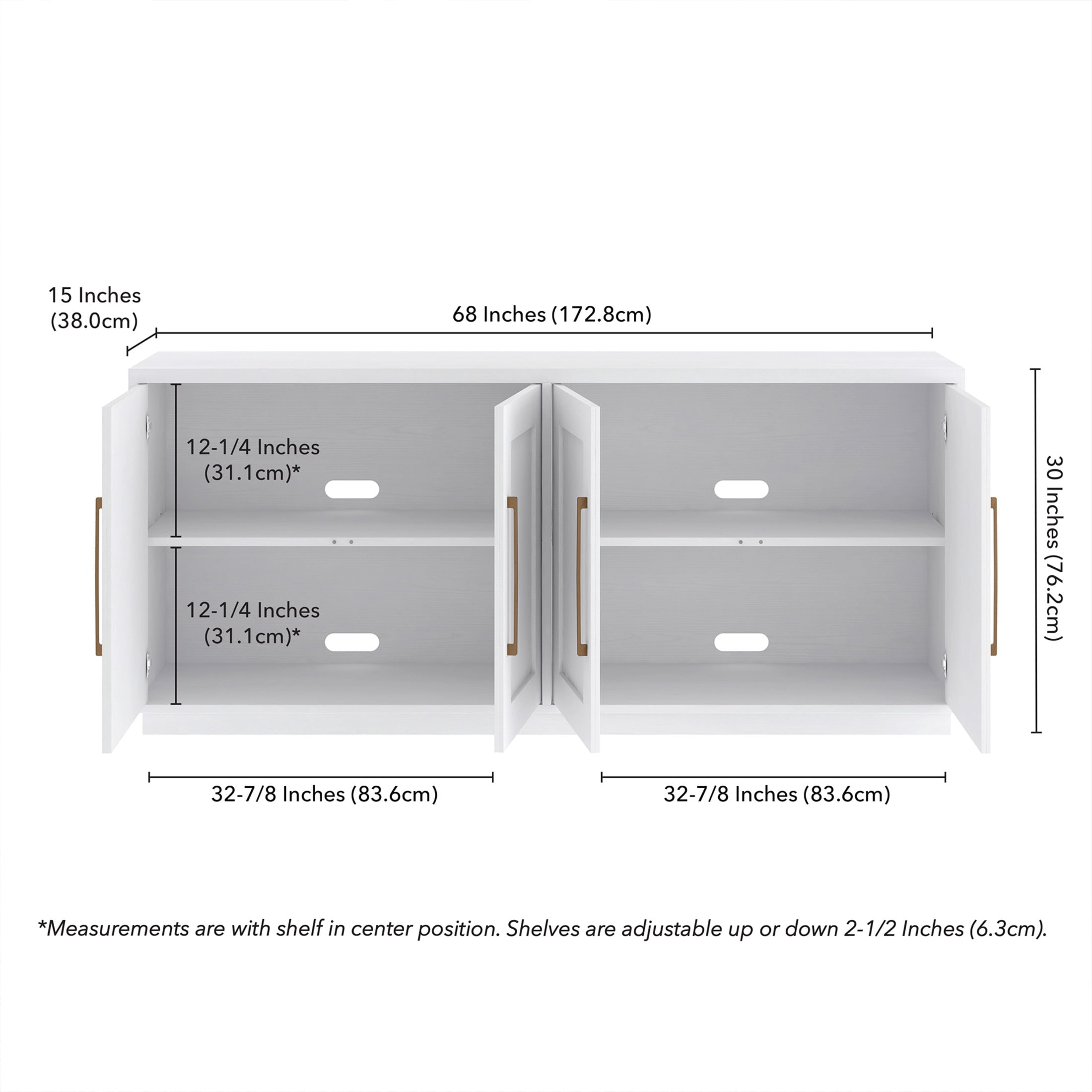 Evelyn&Zoe Modern/Contemporary 68" Wide White Buffet Table