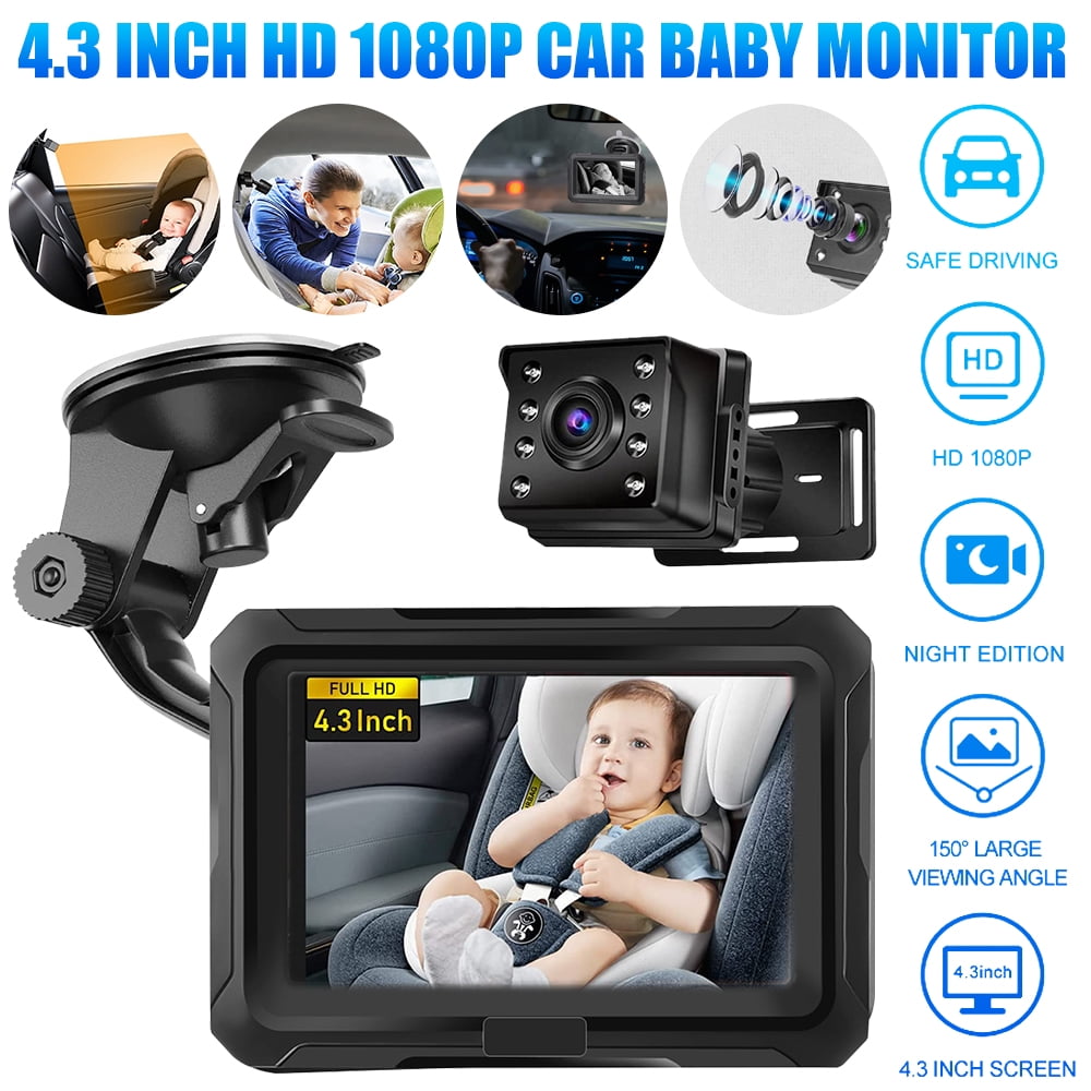 Baby Car Back Seat Camera Mirror HD 1080P 360° Rotation Adjustable