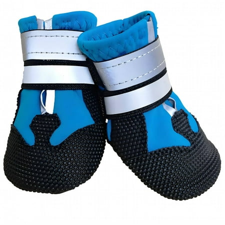 GASTROPOD 4Pcs Dog Shoes Waterproof Anti-Slip Soft TPR Sole Dog Boots Winter Protection Dog Boots for Winter 6x5.5cm Blue
