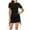 Black, variant on Bigersell Cocktail Dresses for Women Evening Party Women's Round Neck Short Sleeve Mini Dress Solid Color Drawstring Pleated Dress Prom Dresses for Female Women Skater Dresses, Style 37056, Black M