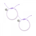 thumbnail image 1 of 2PCS Vent de l'Océan Simple Bracelet de Perles Transparentes Hommes et Femmes Couples Paragraphe Lettre Réglable (Violet), 1 of 3
