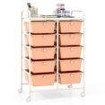 thumbnail image 1 of Costway 10-Drawer Storage Cart Utility Rolling Trolley Kitchen Organizer Skin Pink, 1 of 9