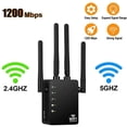 thumbnail image 1 of WiFi Range Extender 1200Mbps WiFi Repeater Wireless Signal Booster, 2.4 & 5GHz Dual Band WiFi Extender with Gigabit Ethernet Port, Extend WiFi Signal to Smart Home & Alexa Devices, 1 of 5