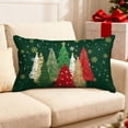 thumbnail image 4 of Christmas Linen Pillow Cases, 12''x20'' Christmas Tree Print Soft Pillow Covers for Home Sofa Bed Decoration, 4 of 6