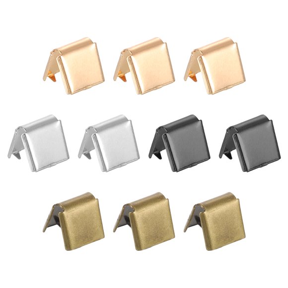 Uxcell 32Pcs Pinch Crimp Ends, 8mm Cord End Clasps Ribbon Crimp Ends, 4 Colors