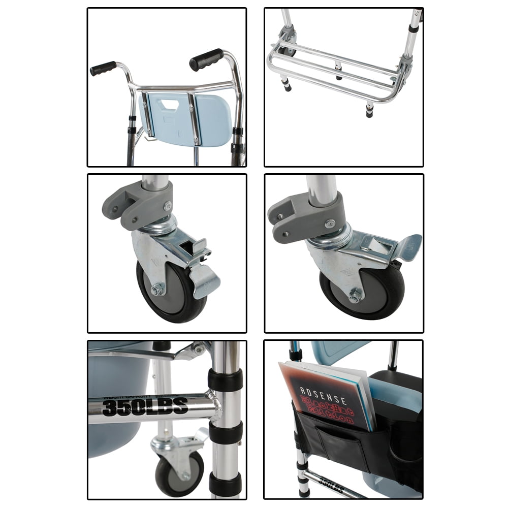 Veryke Folding Commode Chair, 4 In 1 Bedside Commode with Adjustable Height, Shower Chair Bath Chair for Elderly, 350lbs Weight Capacity Veryke Folding Commode Chair, 4 In 1 Bedside Commode with Adjustable Height, Shower Chair Bath Chair for Elderly, 350lbs Weight Capacity
