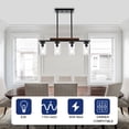 thumbnail image 4 of Melucee Farmhouse Dining Room Light Fixtures Over Table, 4-Lights Wood Island Light Fixture Rectangular Chandeliers, 4 of 6