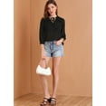 thumbnail image 4 of Blusa de trabajo Allegra K Semitransparente con corbata de Cuello Manga 3/4 Negro L, 4 of 6