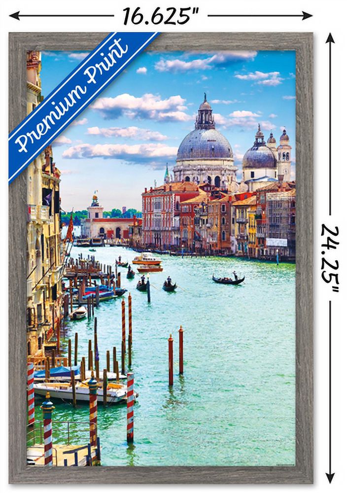 Timeless Visions - Canals of Venice Wall Poster, 14.725" x 22.375", Framed