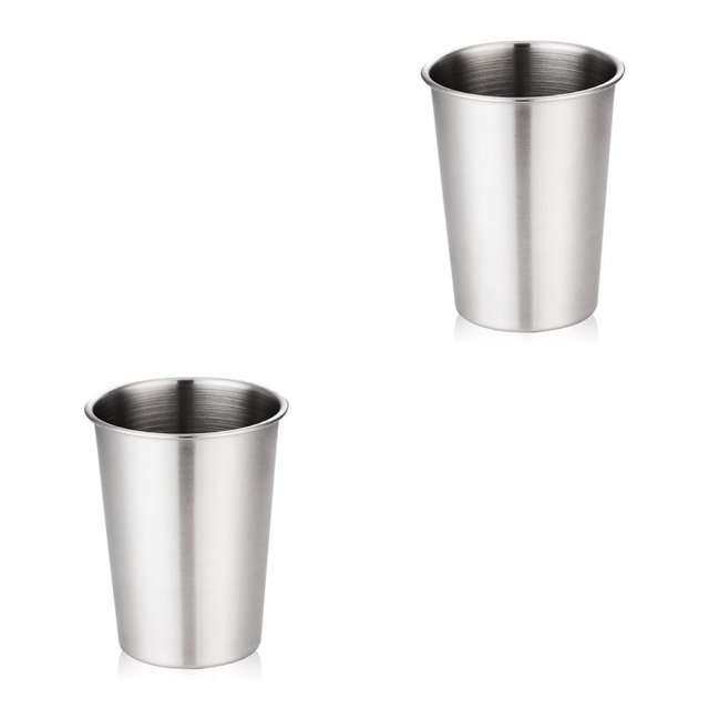 Bewildely Taza de café de acero inoxidable, taza de agua para té, contenedor de bebidas frías de una sola capa, soporte apilable para vino, regalo, Plata 260ML 2piezas Bewildely CBP164773