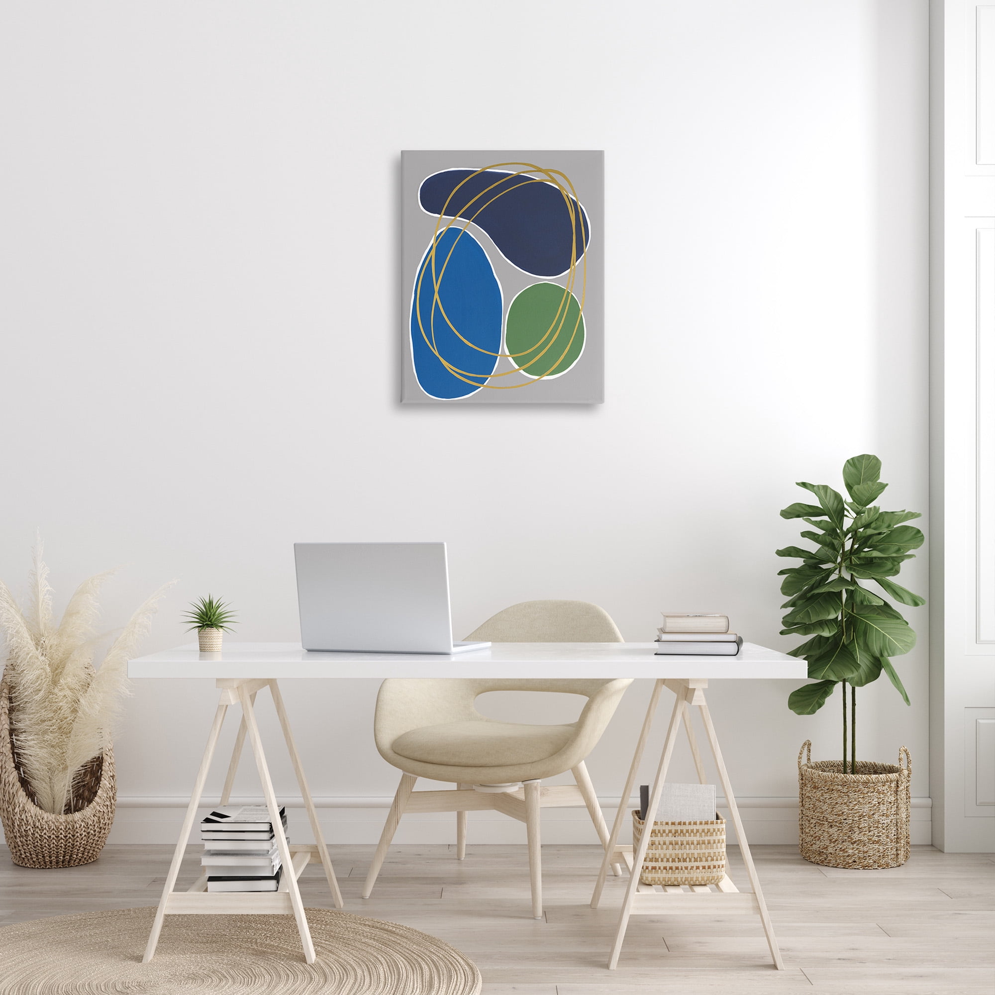 Stupell Industries Abstract Oblong Shapes Abstract Painting Gallery Wrapped Canvas Art Print Wall Art, 24 x 30