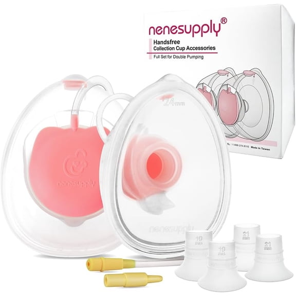 Nenesupply Handsfree Wearable Collection Cups Breastmilk Compatible with Medela Breast Pumps 24mm Silicone Flanges Replacement Compatible with Medela Pump Parts Accessories 19mm 21mm inserts