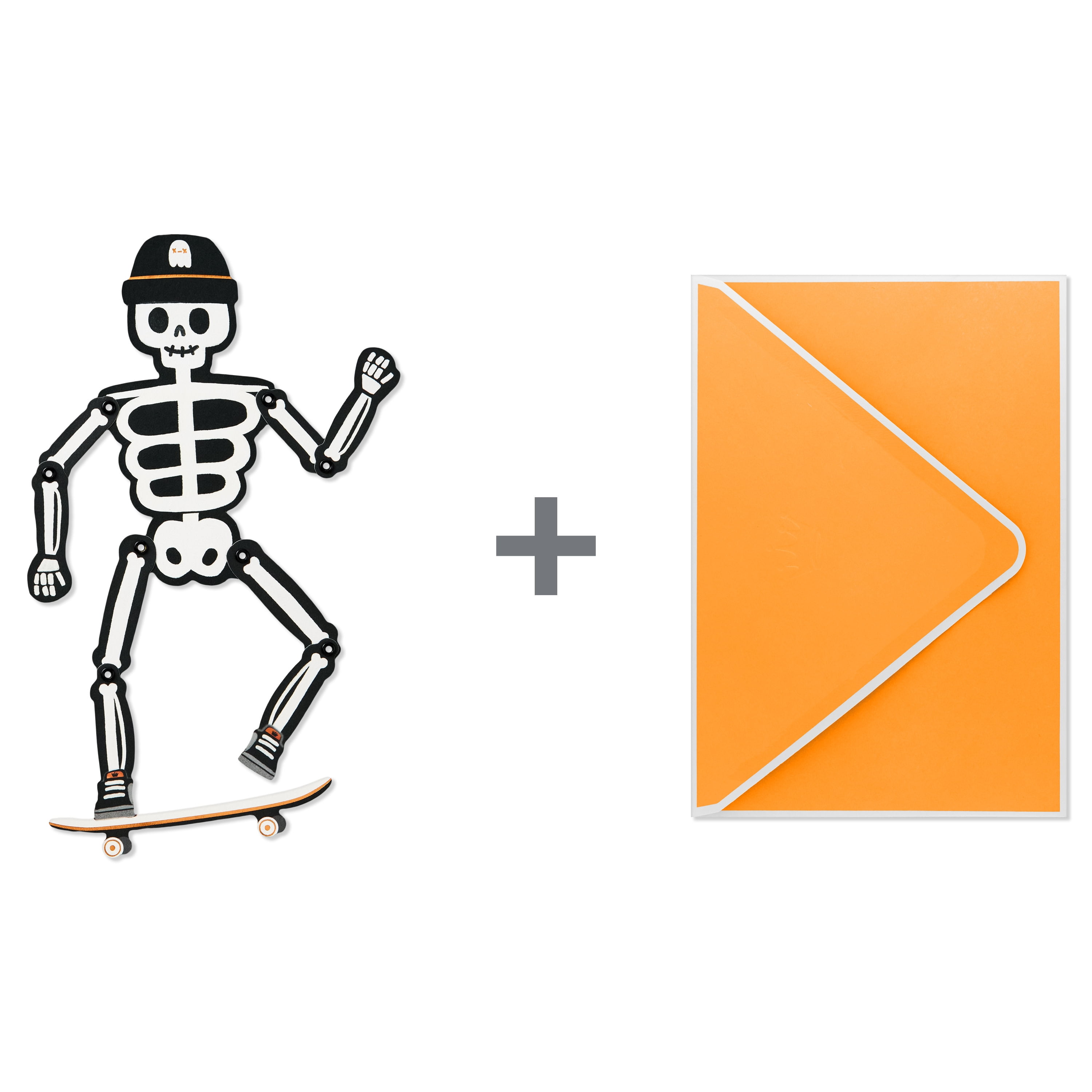 Hallmark Paper Craft Halloween Card (Skeleton on Skateboard), 1 Count