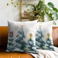 thumbnail image 6 of Blue Christmas Tree Throw Pillow Covers 20 x 20 Inch Set of 2 Snowflakes Bells Winter Decorative Double Sided Cushion Covers for Outdoor Holiday Party Home Bedroom, 6 of 8