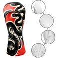 thumbnail image 3 of Golf Club Head Cover Waterproof Leather Golf Accessories HeadCovers Set Driver Headcover for Women Men Black Snake On Red, 3 of 5