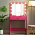 thumbnail image 2 of Tcbosik Vanity Desk with Mirror and Lights, 54.3" Makeup Dressing Table with Storage Drawer for Bedroom, Pink, 2 of 6