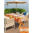 thumbnail image 4 of Outdoor Tablecloth with Umbrella Hole and Zipper, Autumn Pumpkin Rectangle Table Cloth 52x70 Inch Waterproof Tablecloth, Thanksgiving Orange Red Vintage Wooden Picnic Table Cover for Patio Camping, 4 of 7