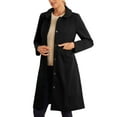 thumbnail image 4 of Abrigo de cuello INSPIRE CHIC para mujer, con botones, de manga larga, estilo A-line, casual, largo, invierno, color negro, 4 of 6