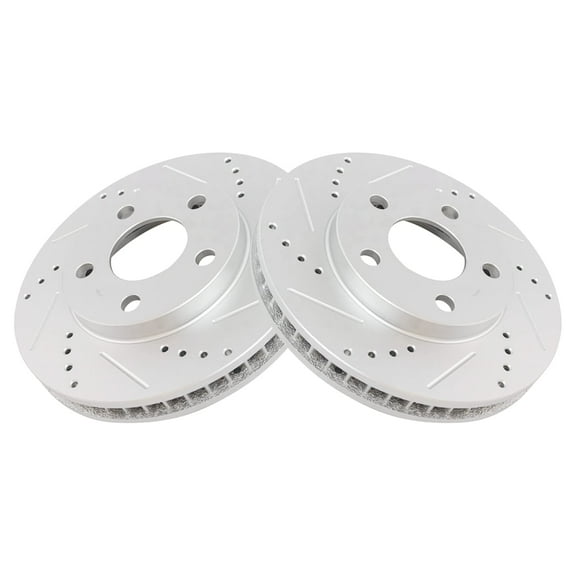 TRQ Front Performance Brake Rotor Drilled Slotted Pair Set for 88 / Bonneville / Century / Grand Prix / Intrigue / LeSabre / Montana / Regal / Silhouette / Trans Sport / Venture