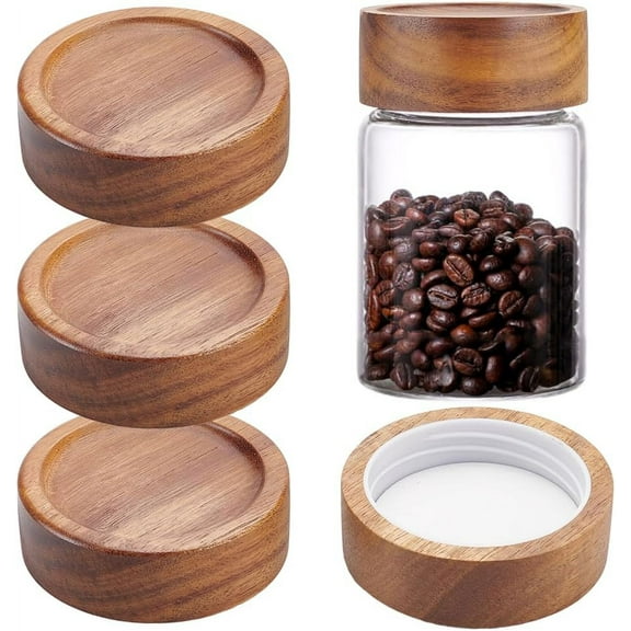 4pcs Wooden Mason Jar Lids Reusable Sealer Covers Camel Column Screw Replacement Lids DIY