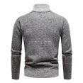 thumbnail image 4 of ibuvkizy Mens Knitted Sweaters Fall Winter Men Casual Solid Thick Zipper Stand Collar Long Sleeve Pullover Sweater Top Gray,M, 4 of 5