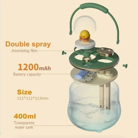 

LCNCAN Quiet Double Spray Cute Adorable Cartoon Pet USB Desktop Water Refill Humidifier - Perfect Ideal for Office Use - Light Portable Long-lasting 400ML Capacity Moisture - Fragrance