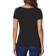 thumbnail image 3 of INSPIRAR CHIC Blusa de punto acanalado de manga corta y cuello redondo para mujer M Negro, 3 of 5