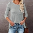 thumbnail image 4 of Gibobby suéteres de invierno de punto Camisas casuales de manga larga para mujer, cuello Rojoondo, camiseta holgada, camisetas de punto caladas (Gris, L), 4 of 5